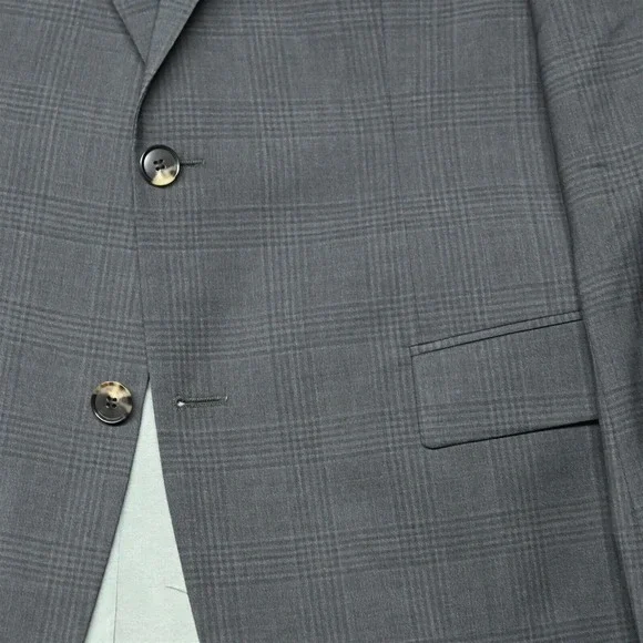 Hugo Boss 40R Gray Glenn Check Paolini/Movio‎ USA Made Sport Coat Suit Jacket